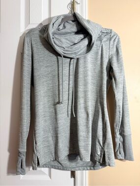 Nike Light Gray Cowl Neck Drawstring Lightweight Sweater